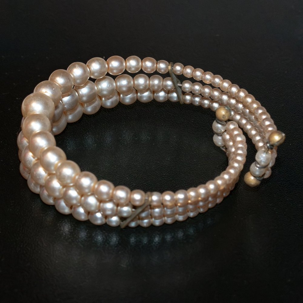 Faux Pearl 3-Tier Cuff Bracelet - Picture 3 of 5